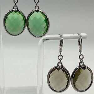 Green & Tan 2 1/2” Drop dangle, 16mm x 20mm checkerboard style. Sold together!
